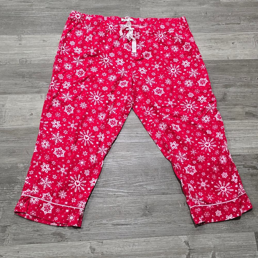 Disney Parks Red Mikey Snowflake Christmas Holiday Fleece Pajama Lounge Pants PJ - Picture 7 of 7